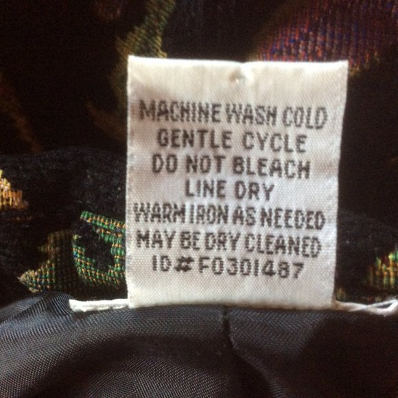 Vintage Black/Gold Colorful Leaves Tapestry Fashion Bug Notched Collar Blazer XL - Picture 4 of 4